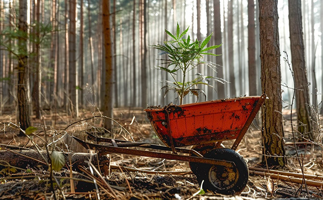 Конопля в садовой тачке
